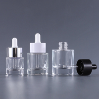 Flacon compte-gouttes d'huile essentielle en verre transparent à fond épais 15ml 20ml 30ml 40ml 50ml flacon de sérum tonique cosmétique avec bouchon à double pont