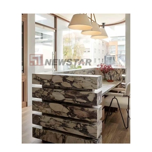 Luxury Stone Italy Viola Marble Reception <b>Desk</b> Beauty Design Front for Commercial Hall - Product Image 1