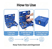 Kit de Herramientas Manuales Multifuncional de 30 Piezas, Caja de Plástico Portátil, Herramientas Manuales para Uso Doméstico y en Taller