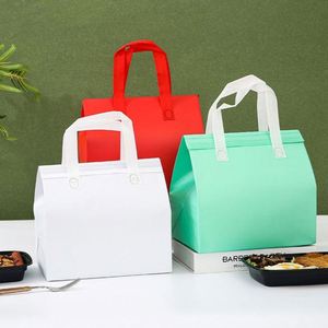 New Coffee Milk Tea Restaurant Pack Takeaway Disposable Tote Green Compartment Large Lunch Cooler Bag - Product Image 4