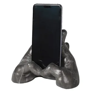 مخصص الراتنج العتيقة هاتف محمول حامل كسول هاتف ذكي حامل رف متراكب الأيدي منحوت تمثال الهاتف المحمول حامل