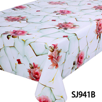 Taplak Meja PVC Persegi Panjang 300x140cm Tahan Air Mudah Dibersihkan Pola Cetak Bunga Pastel Gaya Pastoral Untuk Penggunaan Rumah Tangga