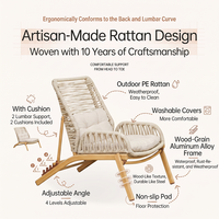 Fauteuil inclinable d'extérieur Meiqi résistant aux intempéries, dossier réglable, design pliable, résistant aux UV, pour balcon et terrasse extérieurs