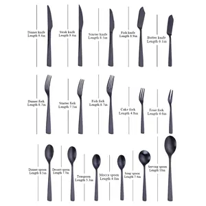 Dishwasher Safe Brushed Reusable Stainless Steel Flatware Matte Black Cutlery Set