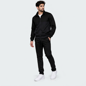 Ensemble de survêtement pour homme avec veste à col montant et fermeture éclair intégrale, et pantalon de jogging à cordon de serrage, tenue de sport décontractée - Product Image 1