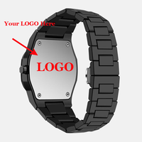 Montre Homme Haut de Gamme à Cadran en Verre, Bracelet en Plastique, Chiffres Arabes, Personnalisable, Étanche, Ultra Fine, en Polycarbonate, à Quartz Arabe