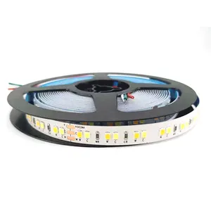 Tira de luz de led, alta brilho 16.4 pés 24v dc flexível 144 peças branca quente branca fria cct 2835smd para comercial