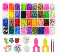 Kit de pulseras de goma, bandas de telar de 32 colores, Clips, cuentas, conjunto Diy, más de 1800 Uds., gran oferta