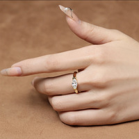 Nouvelle bague unisexe en zircon œil de cheval plaquée or style punk pour anniversaire