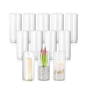 Hộ gia đình đầy màu sắc Tabletop pha lê bình thủy tinh lớn ánh sáng sang trọng Glass Flower Vase với vàng cạnh