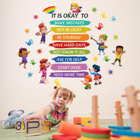 Autocollant de devise familiale de haute qualité, décorations colorées pour la salle de classe, décoration murale imperméable pour enfants