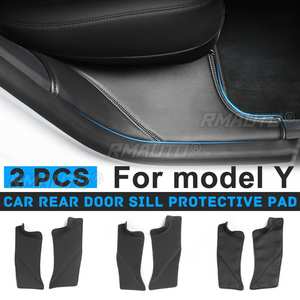 Protector de Umbral de Puerta Trasera de Cuero para Tesla Model Y 2021, Anti-Patadas, Protección Oculta, 2 Piezas/Juego, Fácil de Instalar - Product Image 1