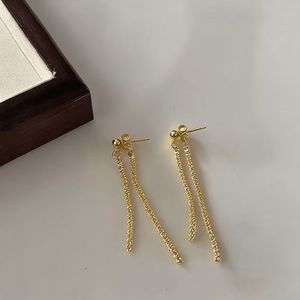 Light luxury long <b>chain</b> tassel <b>earrings</b>, 316L stainless steel gold-plated pendant <b>stud</b> <b>earrings</b>, direct supply from - Product Image 6