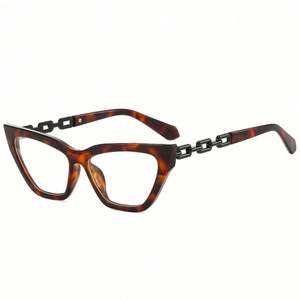 Nouvelles Lunettes de Soleil Cat Eye Colorées pour Femmes, Monture Métallique à Chaîne, Verres Transparents, Style Rétro Tendance 2022 - Product Image 5