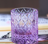 Verre à whisky en cristal K9 de luxe fabriqué à la main 8oz gobelet coloré de style Edo Kiriko pour bar hôtel restaurant maison