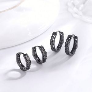 925 Sterling Silver Hoop <b>Earrings</b> Punk Rock Style Women Men High Huggies Natural Stone Quality Hiphop <b>Ear</b> Jewelry - Product Image 3