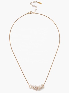 Collier de perles d'eau douce imperméable pour l'été, pendentif perle, chaîne épaisse dorée minimaliste, hypoallergénique, pour femme - Product Image 6