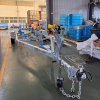 Remorque pour bateau en acier galvanisé à chaud Q355B, remorque pour bateau à double essieu, remorque pour bateau à base de rouleaux
