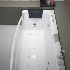 حوض استحمام أكريليك أبيض مستطيل # حوض استحمام مائي <span class=keywords><strong>2</strong></span> وسادة حوض استحمام بدوامات قائمة بذاتها وظيفة مساج حمام السباحة - Product Image 4
