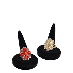 Nhung Đen ngón tay Vòng hiển thị Showcase Organizer chủ lưu trữ đồ trang sức đồ trang sức Jewel Vòng hiển thị - Product Image 1