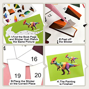 Livre d'autocollants personnalisables numérotés, 8 scènes, pages de puzzle à peindre <span class=keywords><strong>et</strong></span> à colorier - Jouets d'anniversaire pour enfants, activités artistiques - Product Image 4