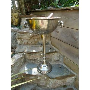 Cubo de Hielo ALFA NAUTICAL de Metal Niquelado con Diseño Floral Art Deco, Resistente al Óxido, Capacidad de 5L, para Fiestas y Cerveza - Product Image 2