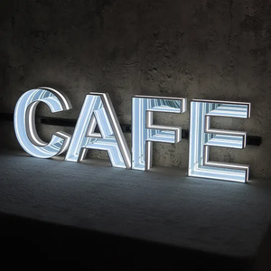 Neon Sign Bisnis LED RGB 3D <span class=keywords><strong>Infinity</strong></span> Mirror Backlit Kustom dengan Permukaan Akrilik untuk Iklan Toko yang Dipersonalisasi pada Bangunan - Product Image 1