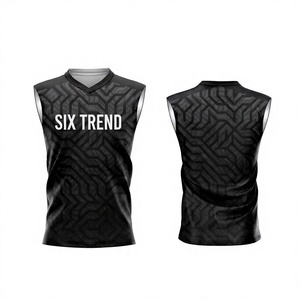 Camiseta sin Mangas Deportiva para Hombre, Cuello Redondo, Estampado Digital, Transpirable, de Secado Rápido, Ecológica, de Poliéster/Algodón, Marca Six Trend - Product Image 1