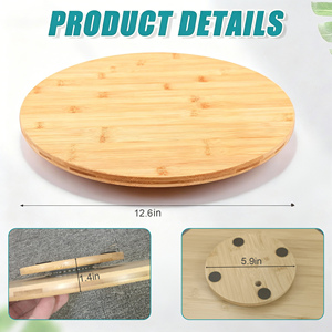 Plateau tournant Lazy Susan en bambou, plateau de service rond en bois pour la cuisine et la table à manger - Product Image 6