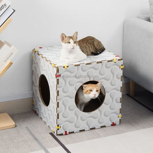 Letto per gatti per casa interna grande Cave con Scratch Pad Premium doppio condominio per gatti - Product Image 4