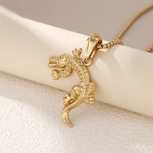 HB580 Nuevo Modelo 2026, Collar con Colgante de Cocodrilo, Cadena de Acero Inoxidable Dorada, <span class=keywords><strong>Negra</strong></span> y Plateada, Moderna y Sencilla para Hombre - Product Image 3