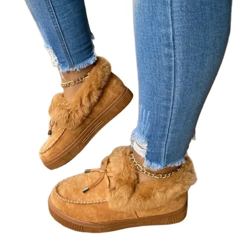 211027 EU36-42 US5-11 11COLORS moccasin Women Flat Shoes Soft Comfortable platform fur shoes Style Girls slipper winter boots
