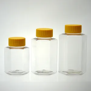 12盎司/345毫升塑料瓶一次性容器，带黄色瓶盖170毫升食品级pet瓶260毫升六角塑料瓶