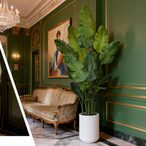 Plante artificielle de haute qualité, feuilles réalistes au toucher, Strelitzia Nicolai, résistante au feu, faux oiseau de paradis pour l'intérieur et l'extérieur - Product Image 1