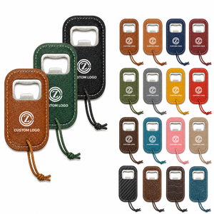 Ouvre-bouteille vintage en cuir Crazy Horse, gravé avec un logo personnalisé, insert en acier inoxydable, cousu à la main, ouvre-bouteille portable pour bouteilles de bière - Product Image 1