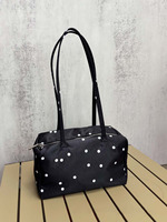 Boîte à lunch de luxe pour femme, grande capacité, en nylon et polyester, à pois, à porter à l'épaule ou sous le bras, design personnalisé OEM/ODM