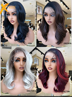 X-TRESS Perruque Lace Front Blonde 13x6 HD Sans Colle Synthétique Blanche Pré-Pluckée Ondulée
