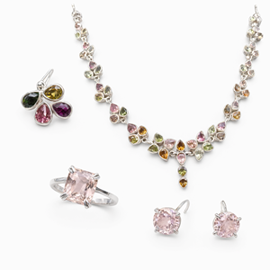 Élégance et énergie : Parures de bijoux exquises en morganite et multi-tourmaline en argent sterling 925 - Paiement final - Product Image 2