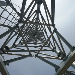 Tubo tubular de 3 patas Torre de celda de telecomunicaciones galvanizada en caliente de acero autoportante de 25m