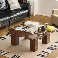 Table basse rectangulaire en bois de noyer de style moderne italien du milieu du siècle, avec plateau en verre, pour hôtel, maison ou bureau