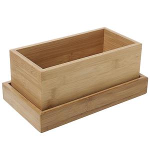 Pot de planteur <span class=keywords><strong>rectangulaire</strong></span> Succulent en bambou, conteneur <span class=keywords><strong>à</strong></span> <span class=keywords><strong>fleurs</strong></span> pour le bureau, plateau en bambou - Product Image 2