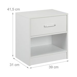 Modern <strong>White</strong> Nightstand with Drawer and Storage Shelf Minimalist <strong>Bedside</strong> <strong>Table</strong> Wooden Side <strong>Table</strong> for Bedroom Furniture Set - Product Image 5