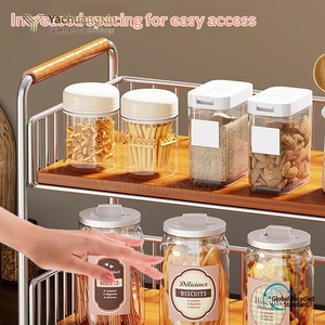 Modern Plastic Folding <b>Storage</b> <b>Rack</b> Rectangle Stackable Floor Standing Multifunctional <b>Kitchen</b> Organizer - Product Image 2