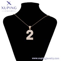 X000716958 Bijoux Xuping Grand Pendentif Breloque Chiffre 2 Entièrement Sertie de Pierres