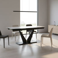 Table à manger carrée extensible en céramique de luxe haut de gamme, pieds en métal, anti-rouille, pliable, écologique, 10 places, pour hôtel