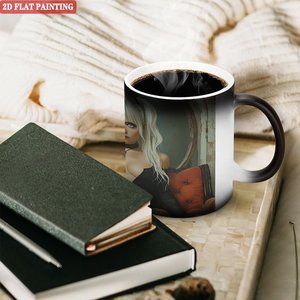 Frosted Black 11oz <b>Ceramic</b> <b>Mug</b> Heat Color Changing Cup 2D Flat Painting Design - Product Image 3