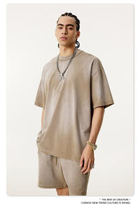 Camisetas de Hip Hop para Hombre, 100% Algodón, Tejidas, Diseño Batik, Lavado Ácido, Estampado Personalizado, Tallas Grandes, Venta al Por Mayor - Product Image 3