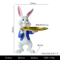 Fabricant de statues personnalisées de lapin serveur en polyrésine, figurine décorative de lapin blanc porte-clés, artisanat en résine