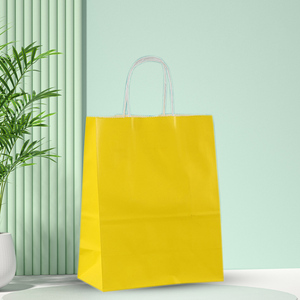 Bolsa de papel Kraft de colores con logotipo personalizable impreso para llevar comida, supermercado, compras, promoción, regalo artesanal con mango de arte - Product Image 5