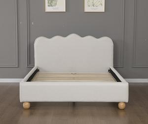 Willsoon Modern <span class=keywords><strong>Gold</strong></span> Supplier Gecertificeerd Aanpasbaar Beige Stoffen Gecapitonneerd Gegolfde Hoofdbord Gestoffeerd Zacht Bedframe Houten - Product Image 1